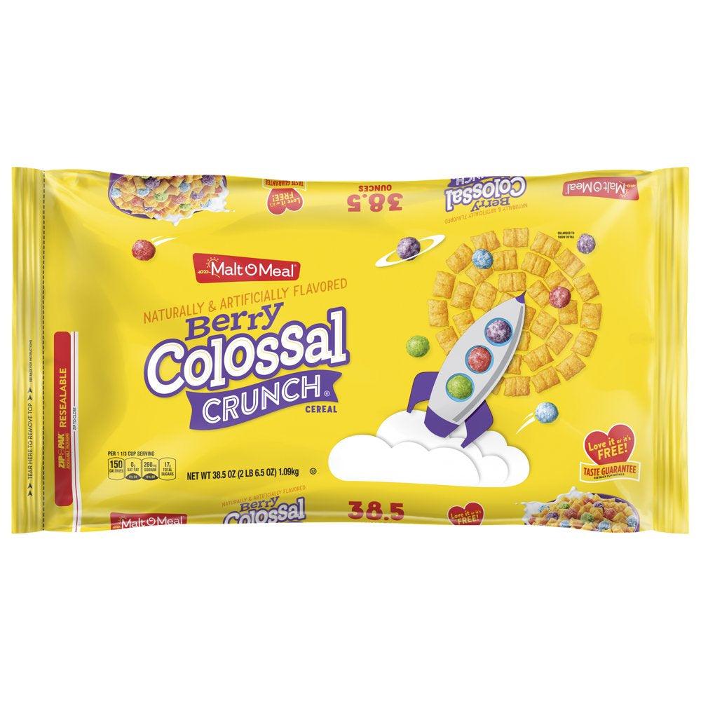 Malt-O-Meal Berry Colossal Crunch Breakfast Cereal, 38.5 Oz Resealable Cereal Bag