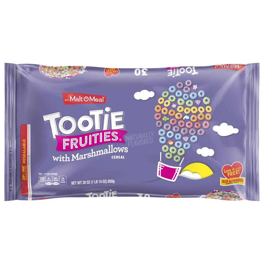 Malt-O-Meal Tootie Fruities Cereal with Marshmallows, Fruity Breakfast Cereal, 30 Oz Resealable Cereal Bag