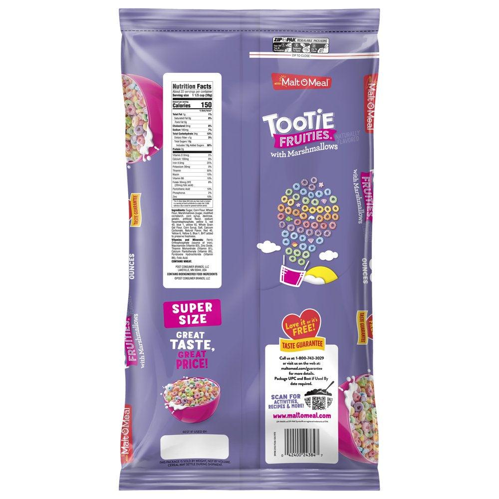 Malt-O-Meal Tootie Fruities Cereal with Marshmallows, Fruity Breakfast Cereal, 30 Oz Resealable Cereal Bag