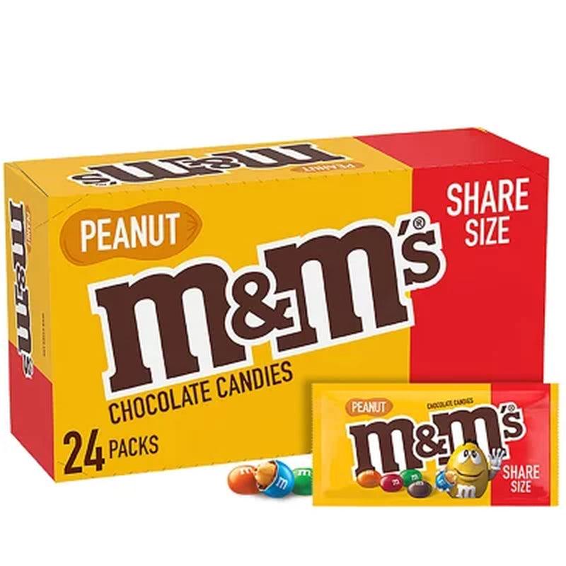 M&M'S Peanut Milk Chocolate Share Size Bulk Candy (3.27 Oz., 24 Ct.)