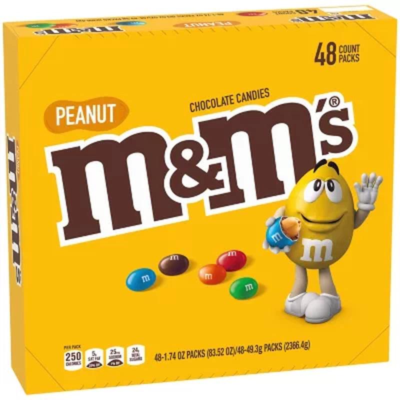 M&M'S Peanut Milk Chocolates Full Size Chocolate Candy Bulk Candy (1.74 Oz., 48 Ct.)