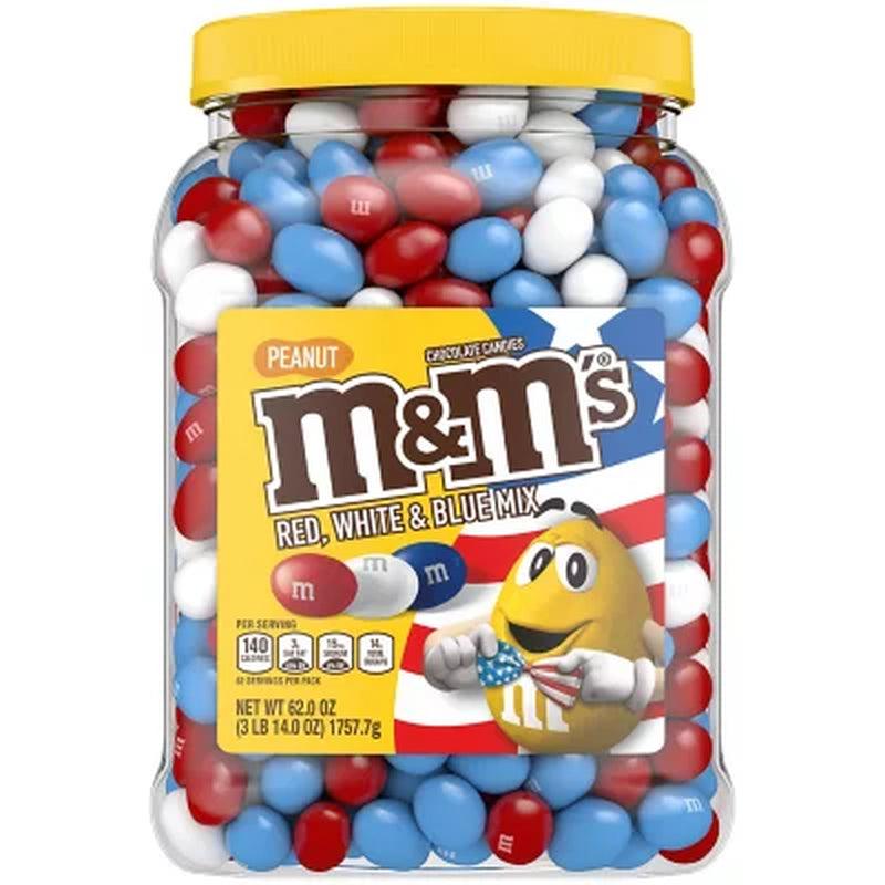 M&M'S Peanut Red, White and Blue Milk Chocolate Bulk Candy Jar (62 Oz.)