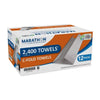 Marathon C-Fold 1-Ply Paper Towels, 10" X 13", White (200 Towels/Pk., 12 Pks.)