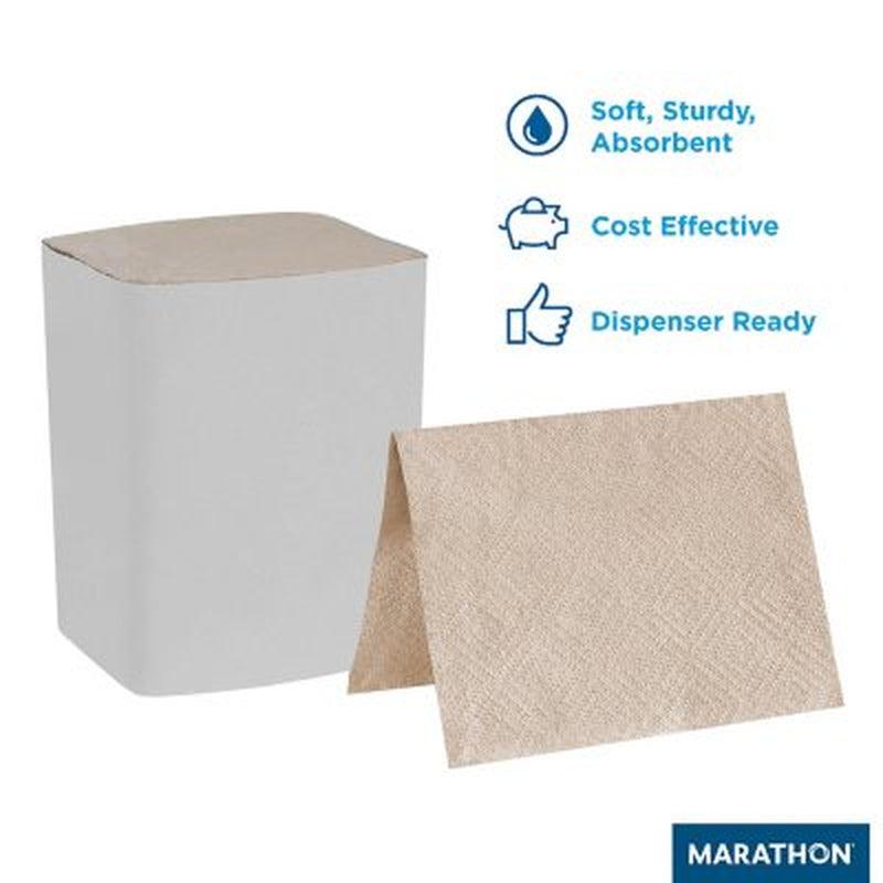 Marathon Interfold 1-Ply Napkins, Brown, 3000 per Case (250 Napkins/Pk., 12 Pk.)