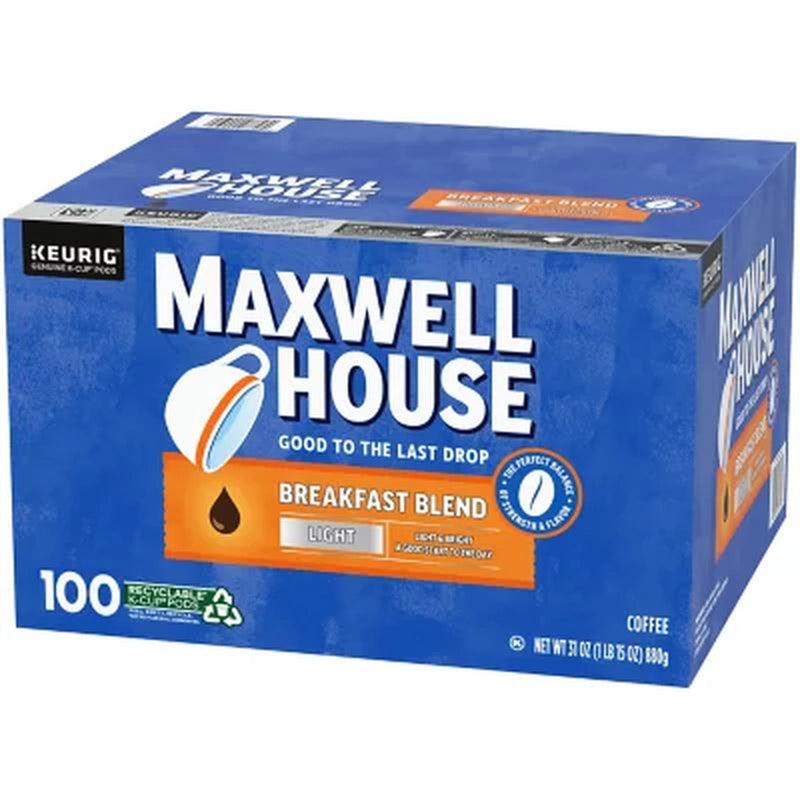 Maxwell House Breakfast Blend Light Roast K-Cup Coffee Pods (100 Ct.)