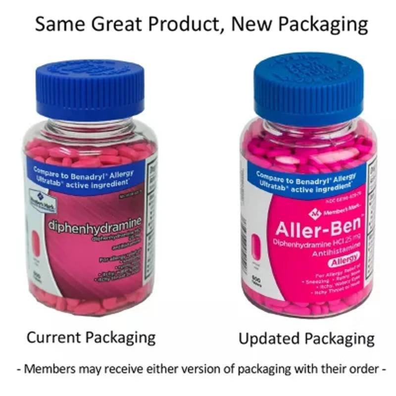 Member’S Mark 25Mg Aller-Ben, Diphenhydramine HCL, (600 Ct.)