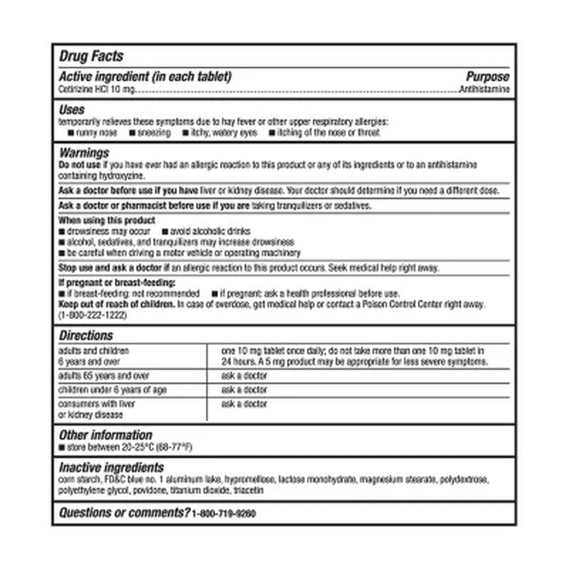 Member'S Mark Aller-Zyr, Cetirizine Hcl, 10 Mg., Antihistamine (400 Ct.)