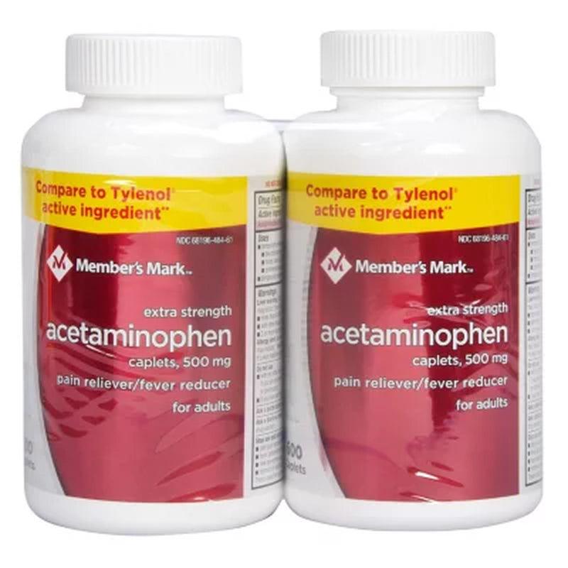 Member'S Mark Extra Strength Acetaminophen Caplets, 500Mg (600 Ct., 2 Pk.)