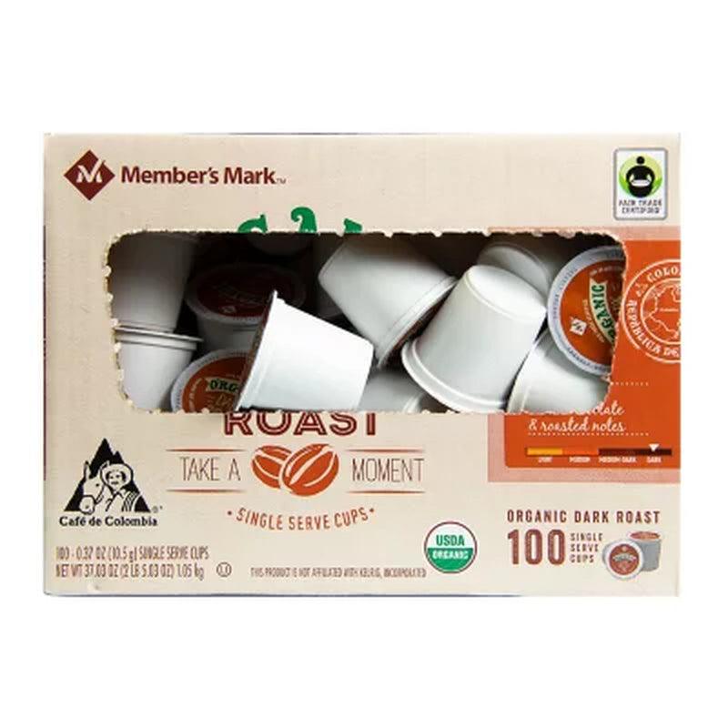 Member'S Mark Fair Trade Certified Organic Coffee Single-Serve Cups, Dark Roast (100 Ct.)