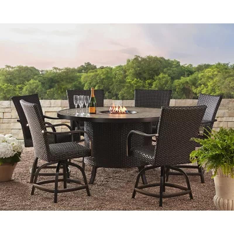 Member'S Mark Heritage 7-Piece Balcony-Height Dining Set with Fire Pit