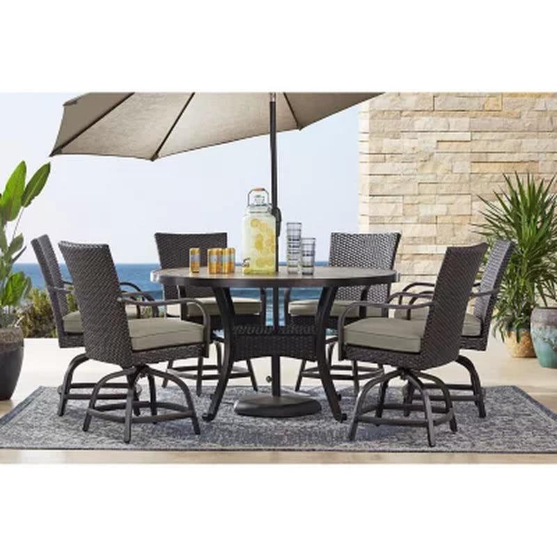 Member'S Mark Heritage 7-Piece Balcony-Height Patio Dining Set with Sunbrella Fabric, Dove Gray