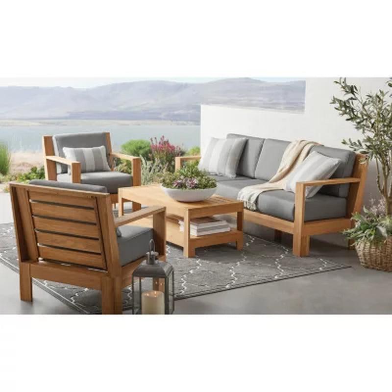 Member'S Mark Newport 4-Piece Teak Deep Seating Patio Set with Sunbrella Fabric