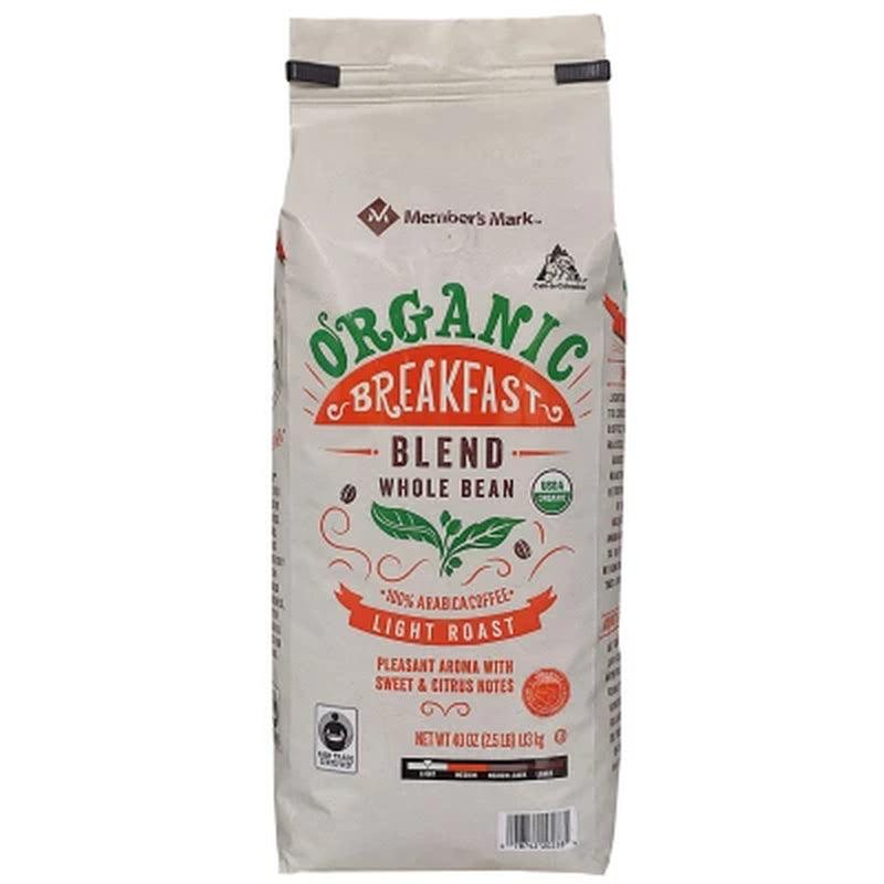 Member'S Mark Organic Fair Trade Certified Whole Bean Coffee, Breakfast Blend (40 Oz.)