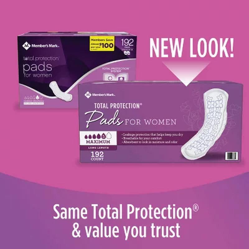 Member'S Mark Total Protection Maximum Long Pads (192 Ct.)