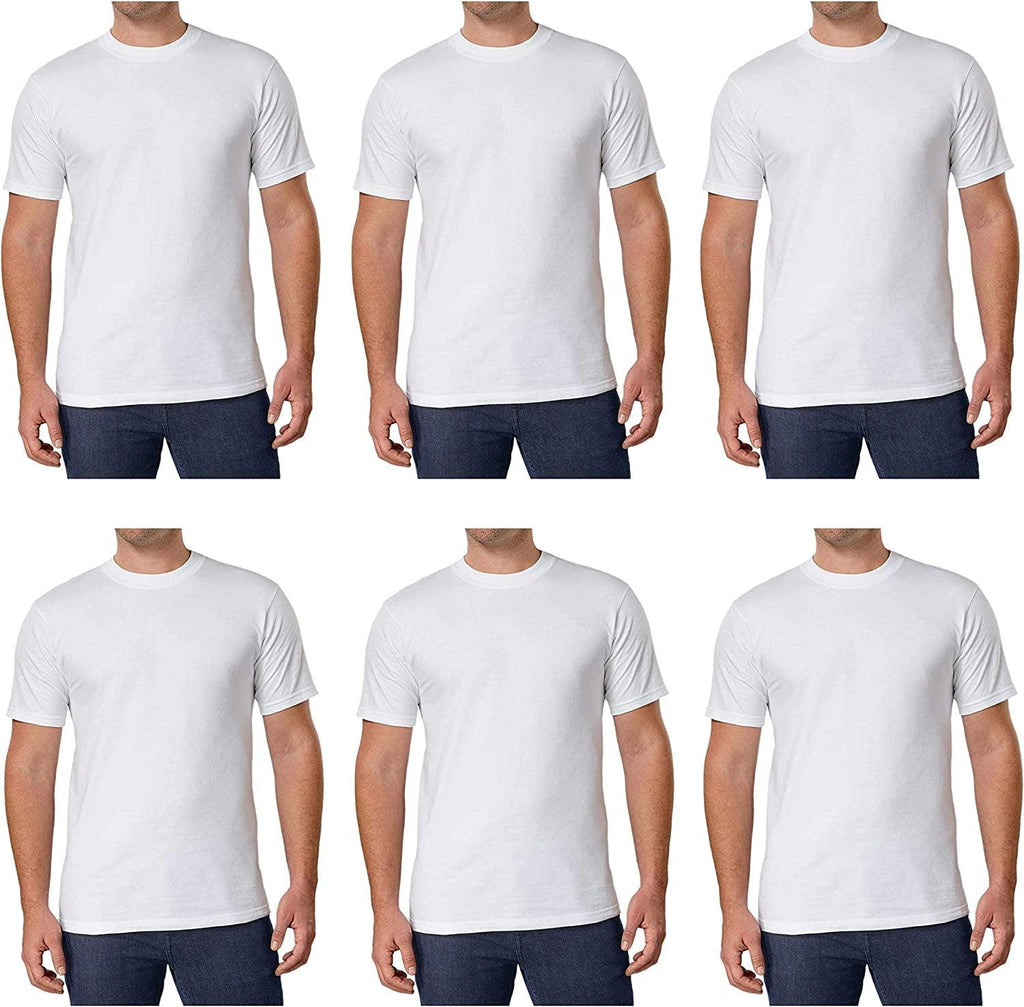 Men'S Crew Neck Tee 100% Combed Heavyweight Cotton T-Shirts (Pack of 6)