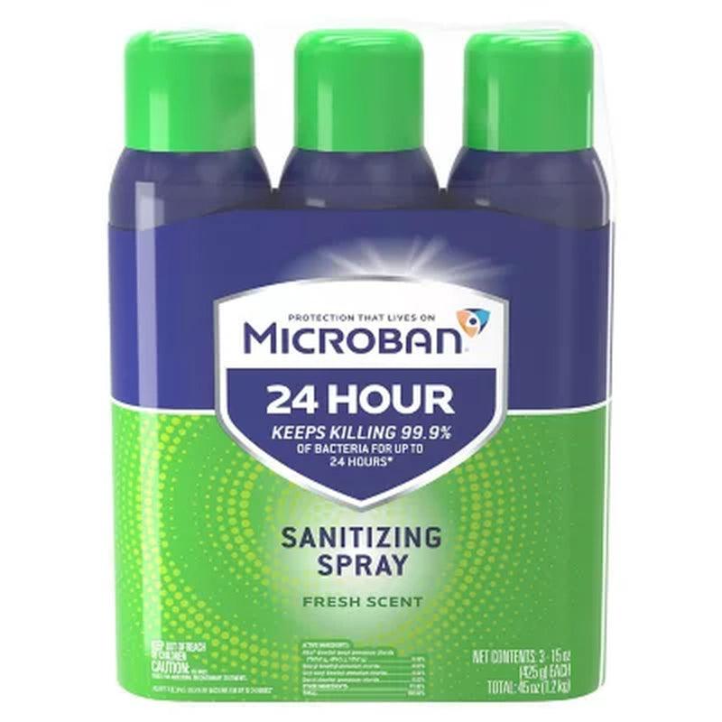 Microban 24-Hour Disinfectant Sanitizing Spray, Fresh Scent (15 Oz., 3 Pk.)