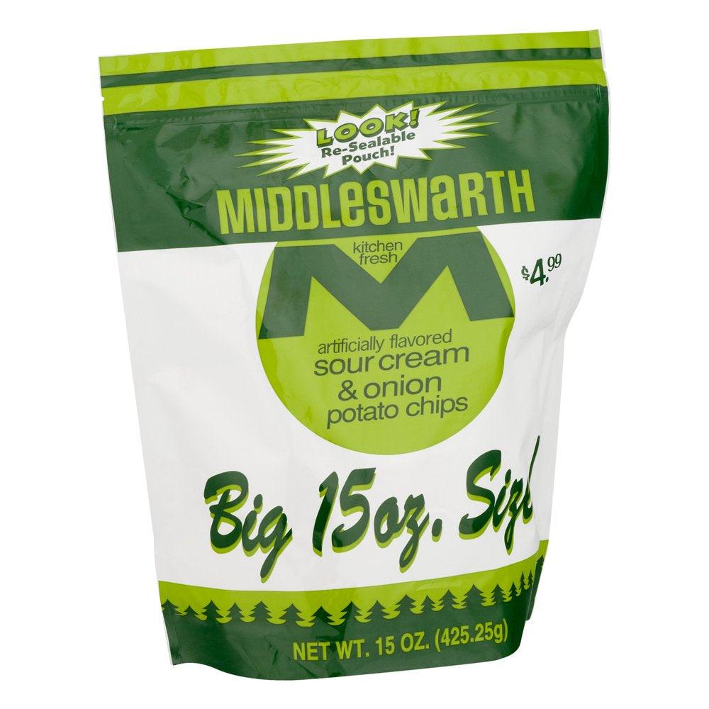 Middleswarth Sour Cream & Onion Potato Chips Big Size, 15 Oz.