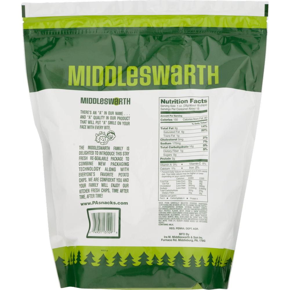 Middleswarth Sour Cream & Onion Potato Chips Big Size, 15 Oz.