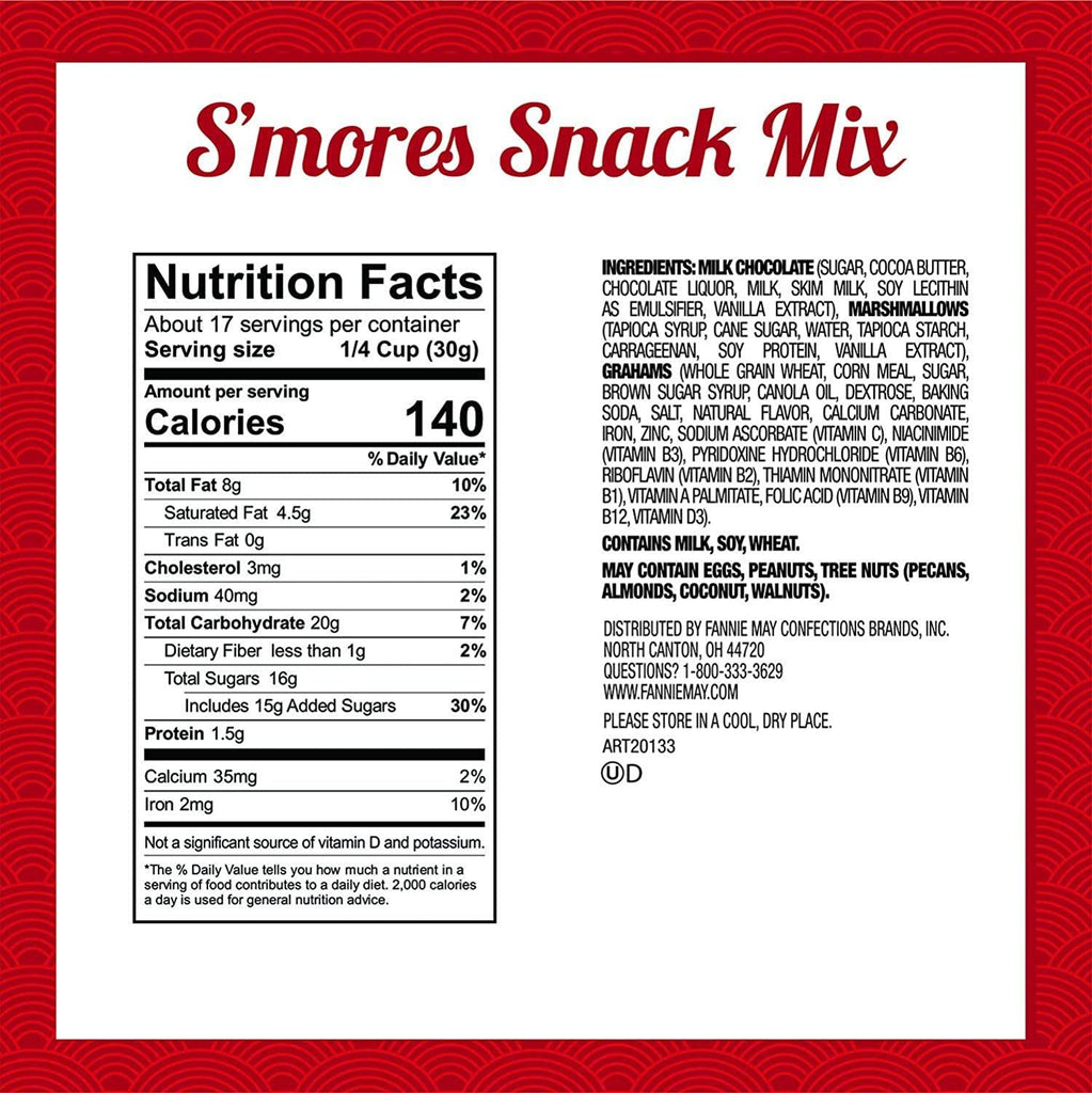 , Milk Chocolate Candy, S'Mores and Peanut Butter Pretzel Snack Mix, 2 Pack (18 Oz and 22 Oz Bags)