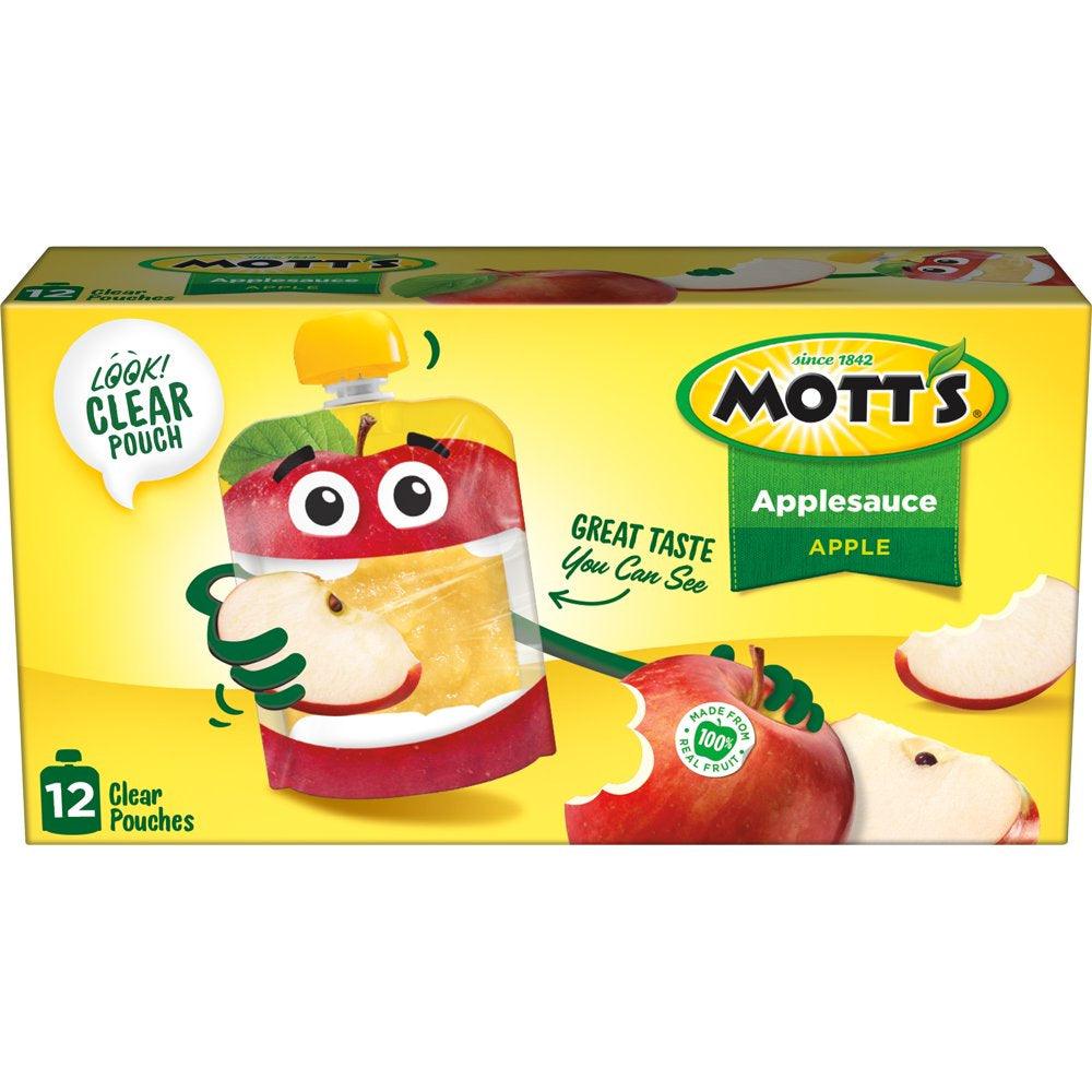 Mott'S Applesauce, 3.2 Oz, 12 Count Clear Pouches