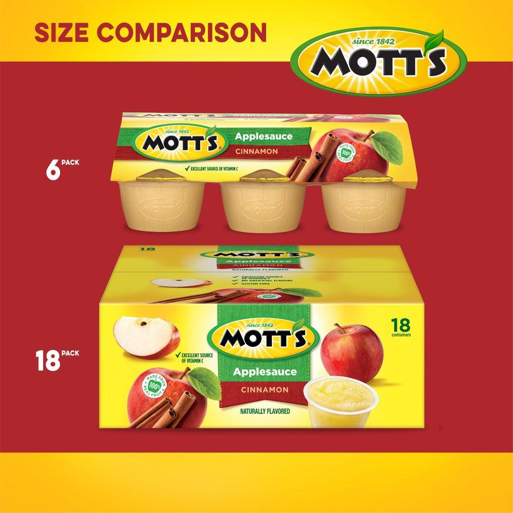 Mott'S Cinnamon Applesauce, 4 Oz, 18 Count Cups