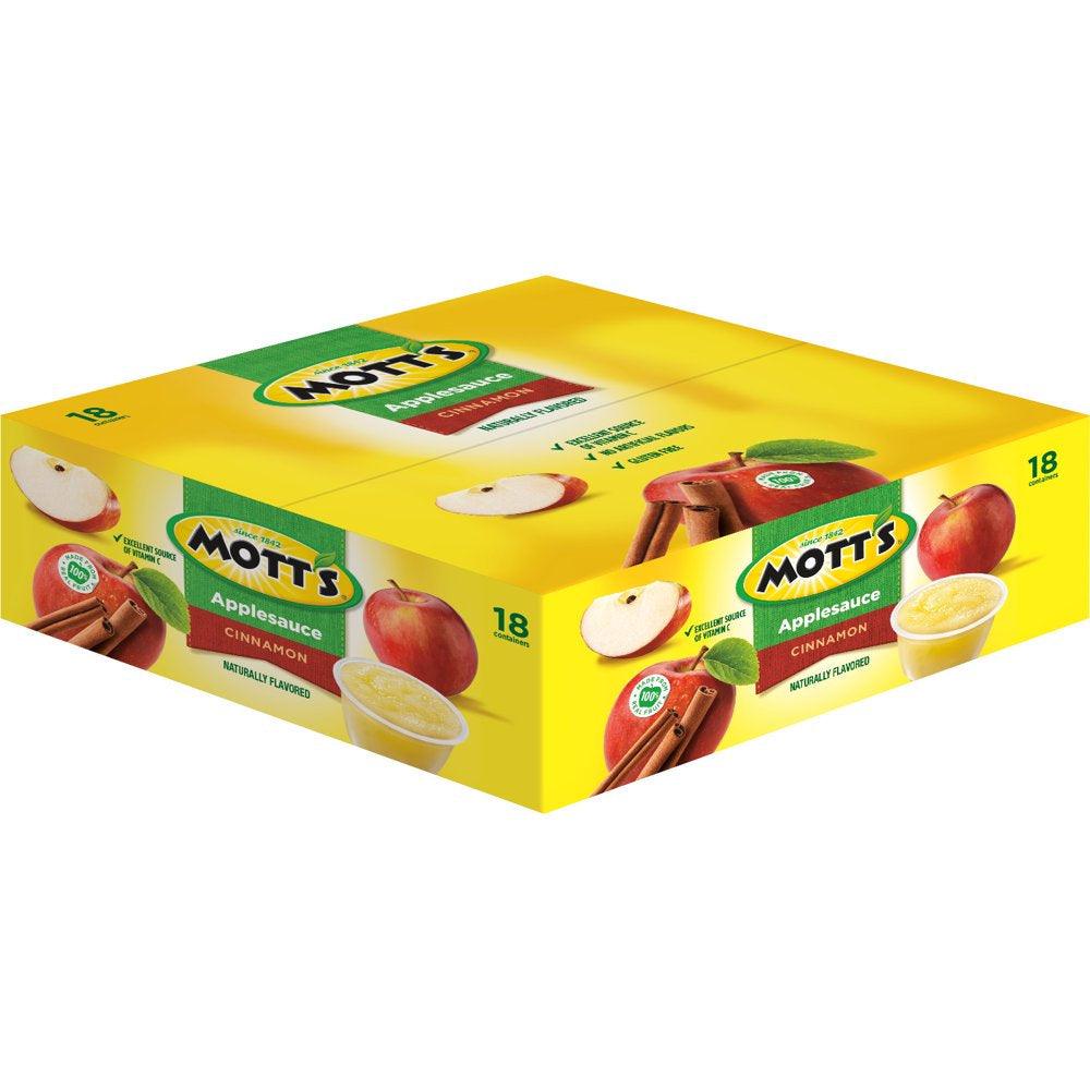 Mott'S Cinnamon Applesauce, 4 Oz, 18 Count Cups