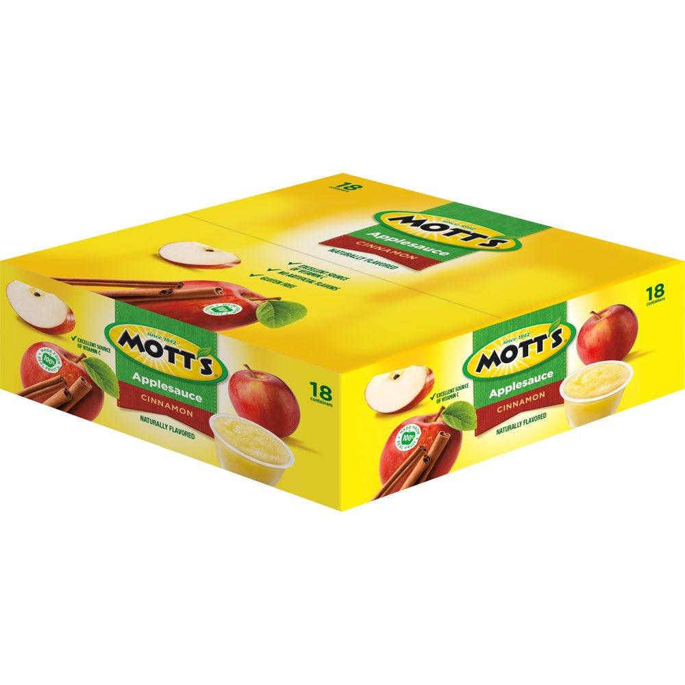 Mott'S Cinnamon Applesauce, 4 Oz, 18 Count Cups