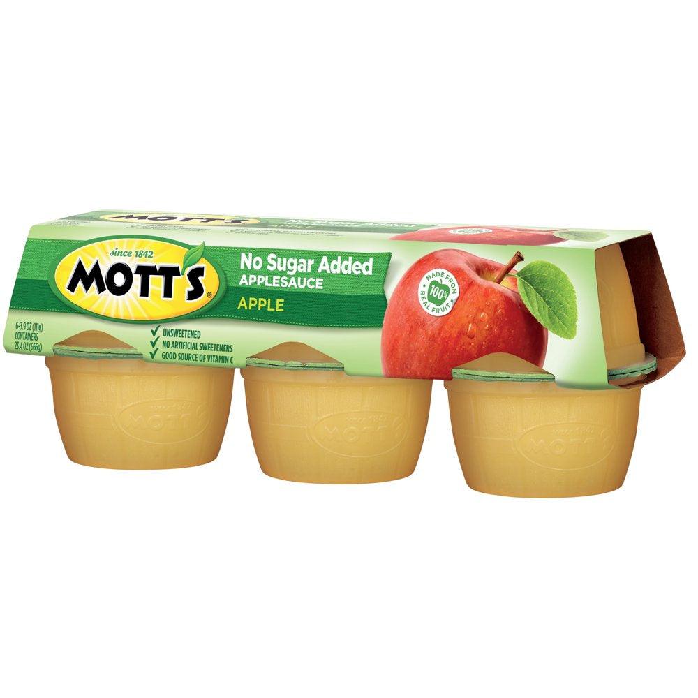 Mott'S No Sugar Added Applesauce, 3.9 Oz, 6 Count Cups