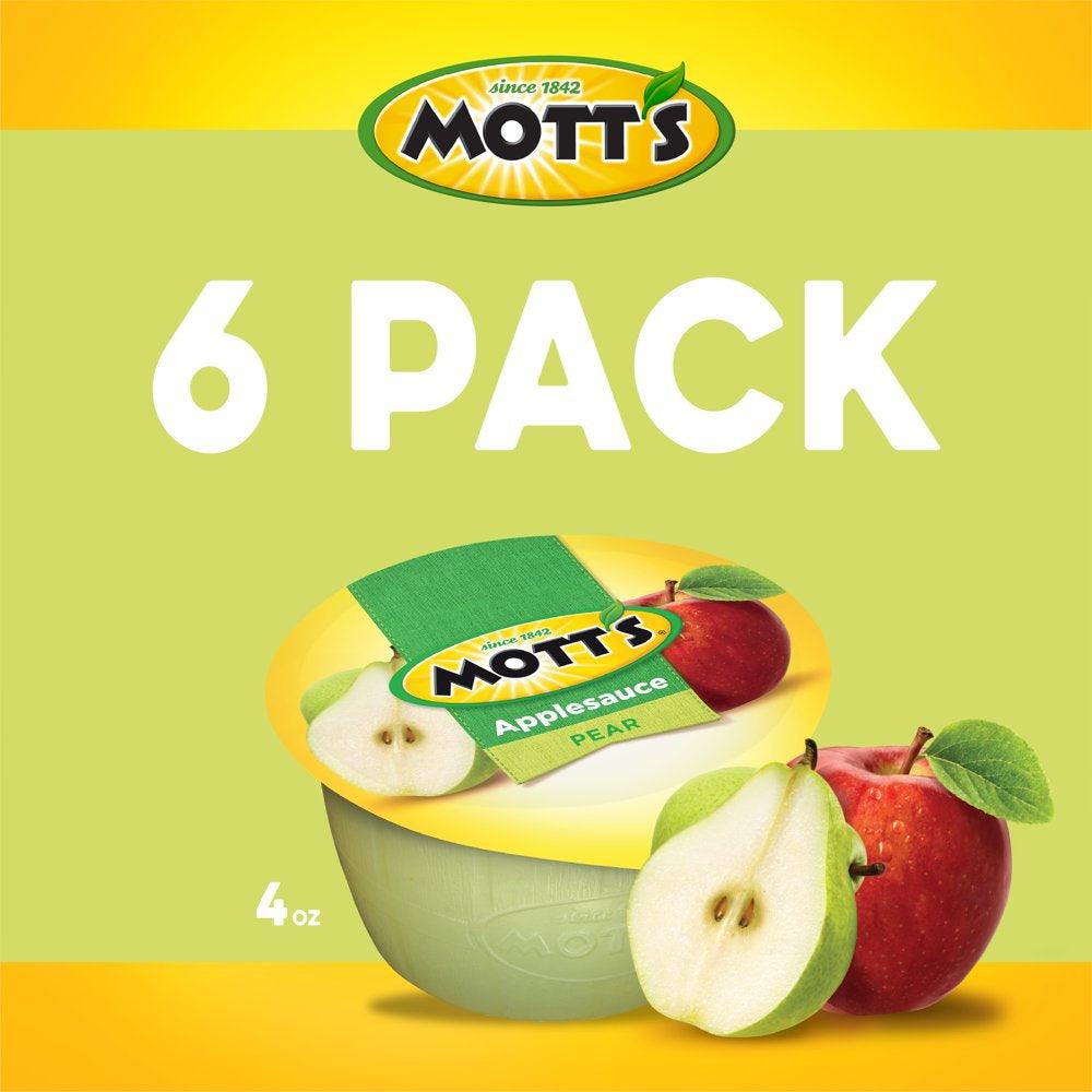 Mott'S Pear Applesauce, 4 Oz, 6 Count Cups