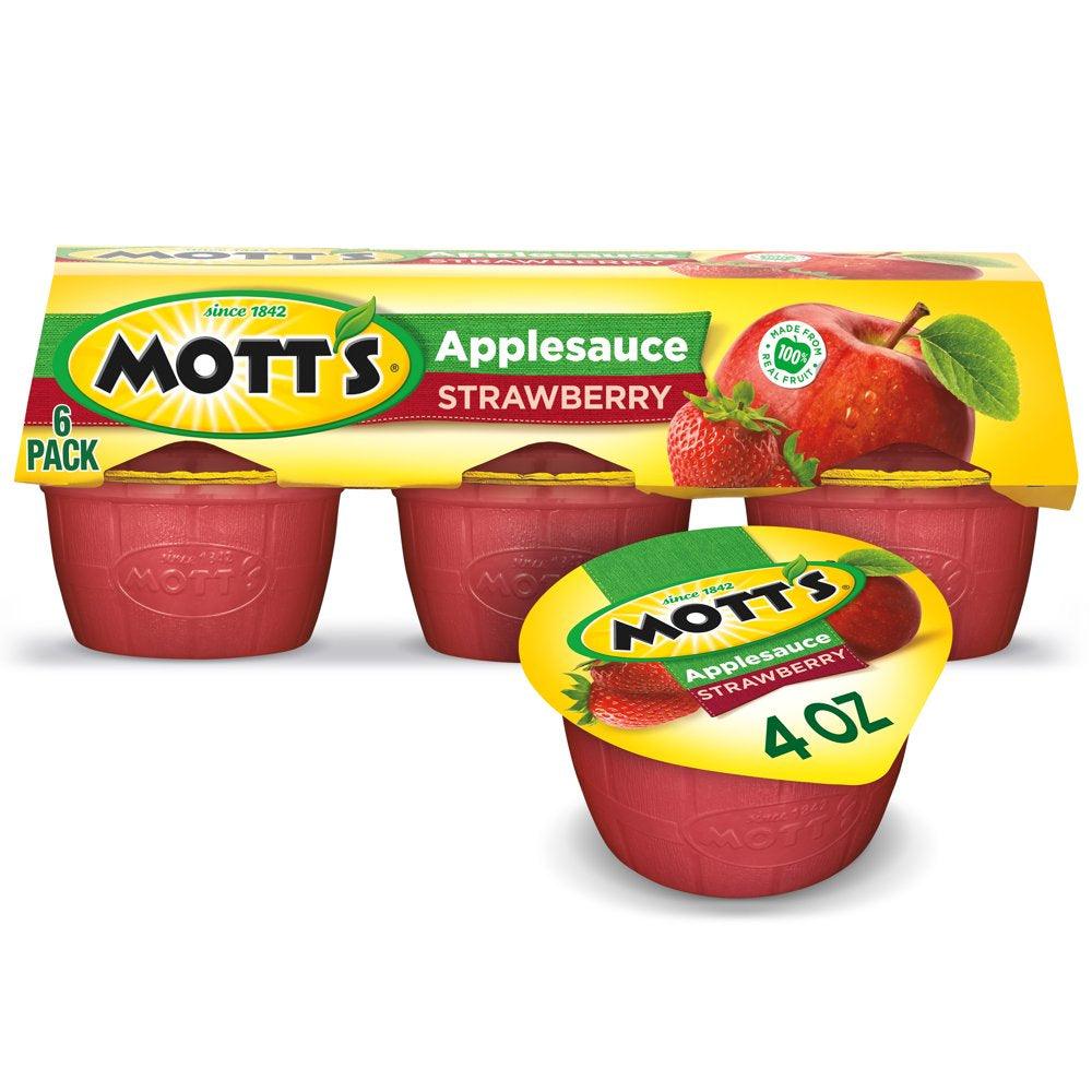 Mott'S Strawberry Applesauce, 4 Oz, 6 Count Cups