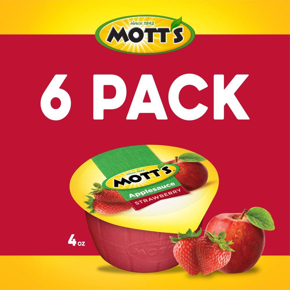 Mott'S Strawberry Applesauce, 4 Oz, 6 Count Cups