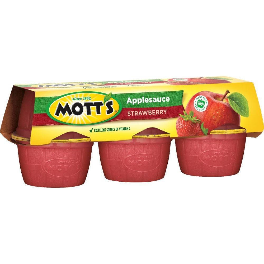 Mott'S Strawberry Applesauce, 4 Oz, 6 Count Cups