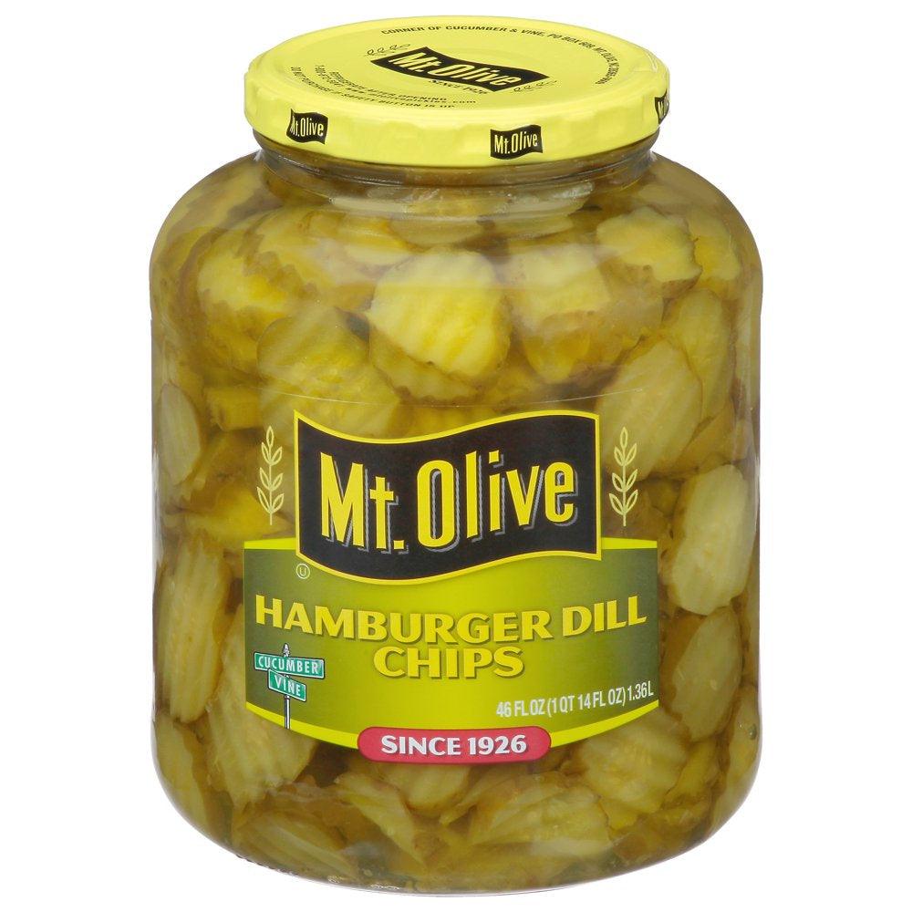 Mt. Olive Hamburger Dill Pickle Chips, 46 Fl Oz