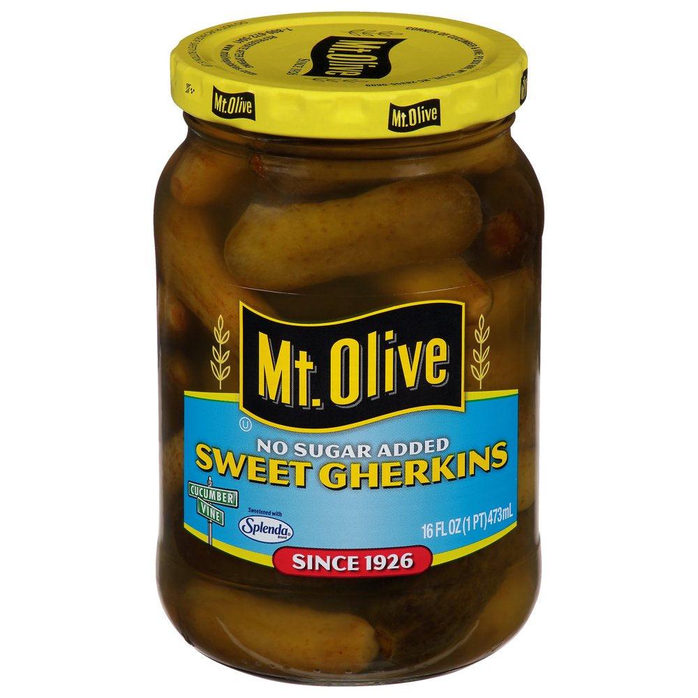 Mt. Olive Sweet Gherkins No Sugar Added Pickles with Splenda, 16 Fl Oz Jar