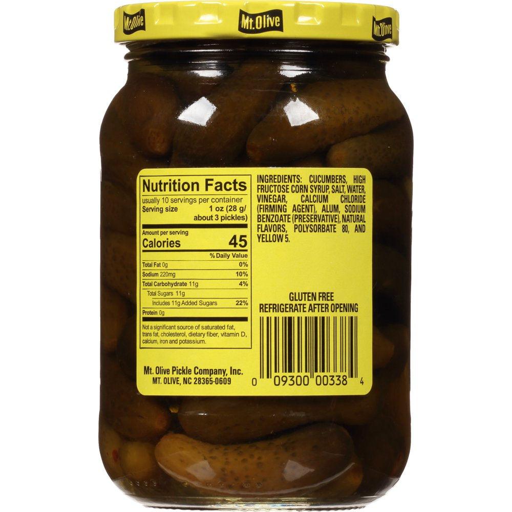 Mt. Olive Sweet Petite Snack Cruncher Pickles, 16 Fl Oz Jar