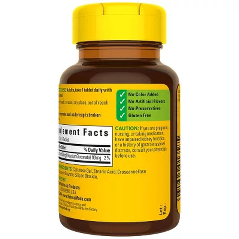 Nature Made Potassium Gluconate 90 Mg. Tablets for Heart Health Support (100 Ct., 3 Pk.)