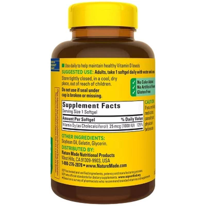 Nature Made Vitamin D3 25 Mcg (1,000 IU) Softgels (650 Ct.)