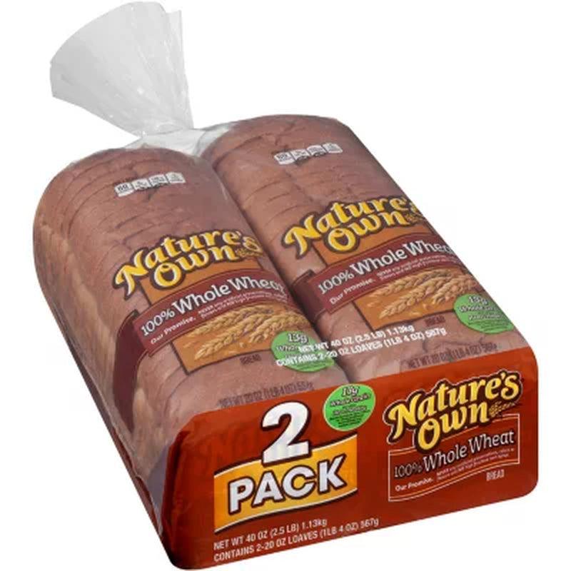 Nature'S Own 100% Whole Wheat Bread (20 Oz., 2 Pk.)