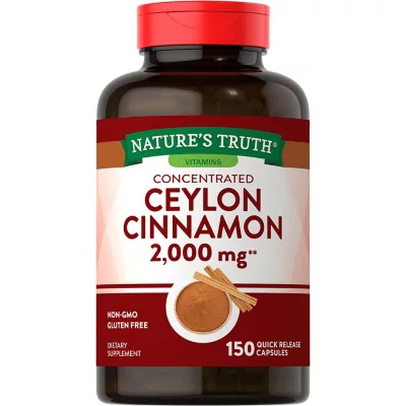 Nature'S Truth Concentrated Ceylon Cinnamon 2,000 Mg Capsules (150 Ct.)