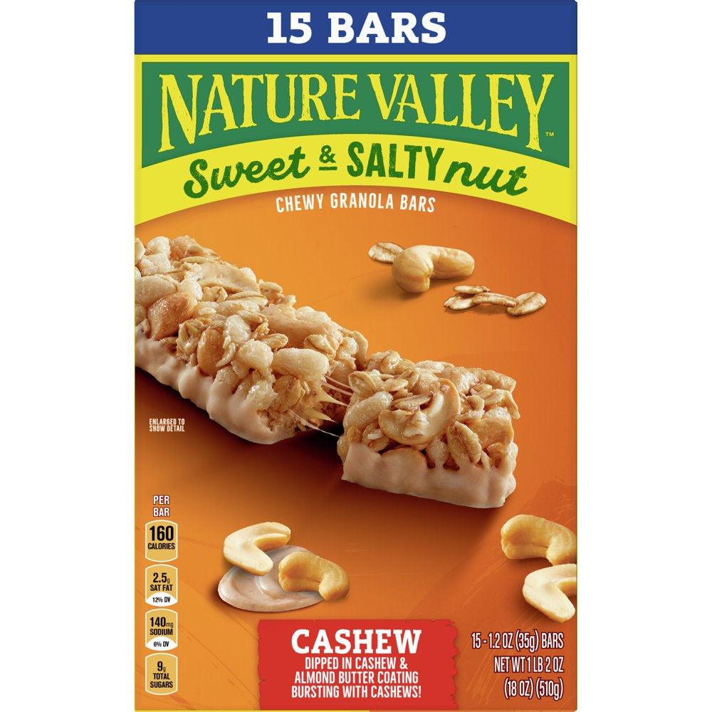 Nature Valley Granola Bars, Sweet and Salty Nut, Cashew, 1.2 Oz, 15 Ct