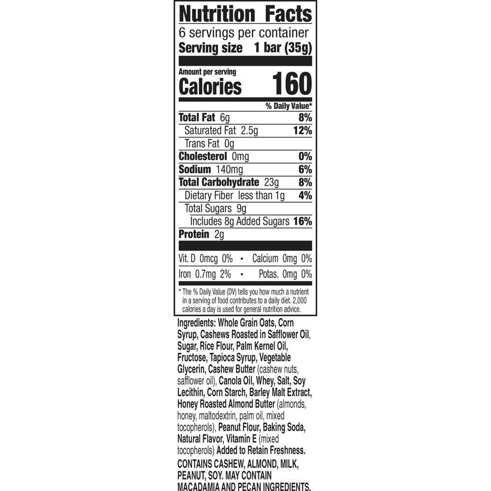 Nature Valley Granola Bars, Sweet and Salty Nut, Cashew, 1.2 Oz, 6 Ct