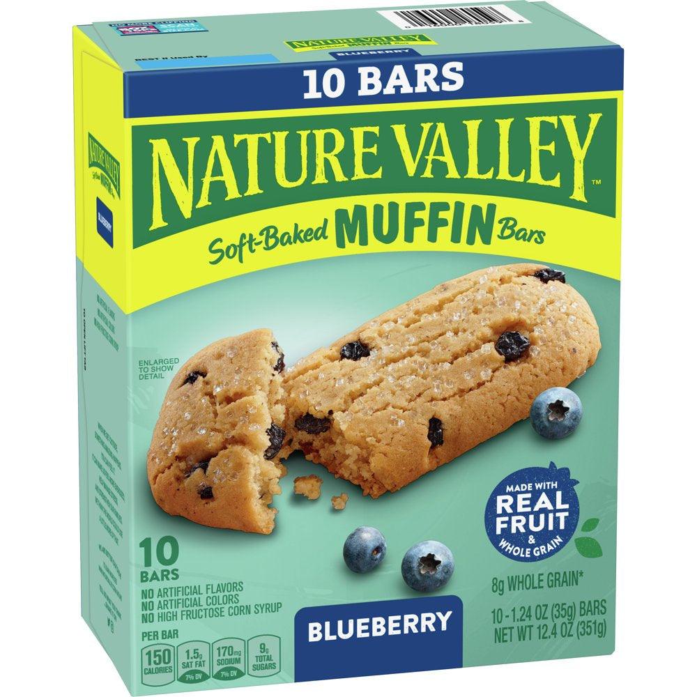 Nature Valley Soft-Baked Muffin Bars, Blueberry, Snack Bars, 1.24 Oz, 10 Ct