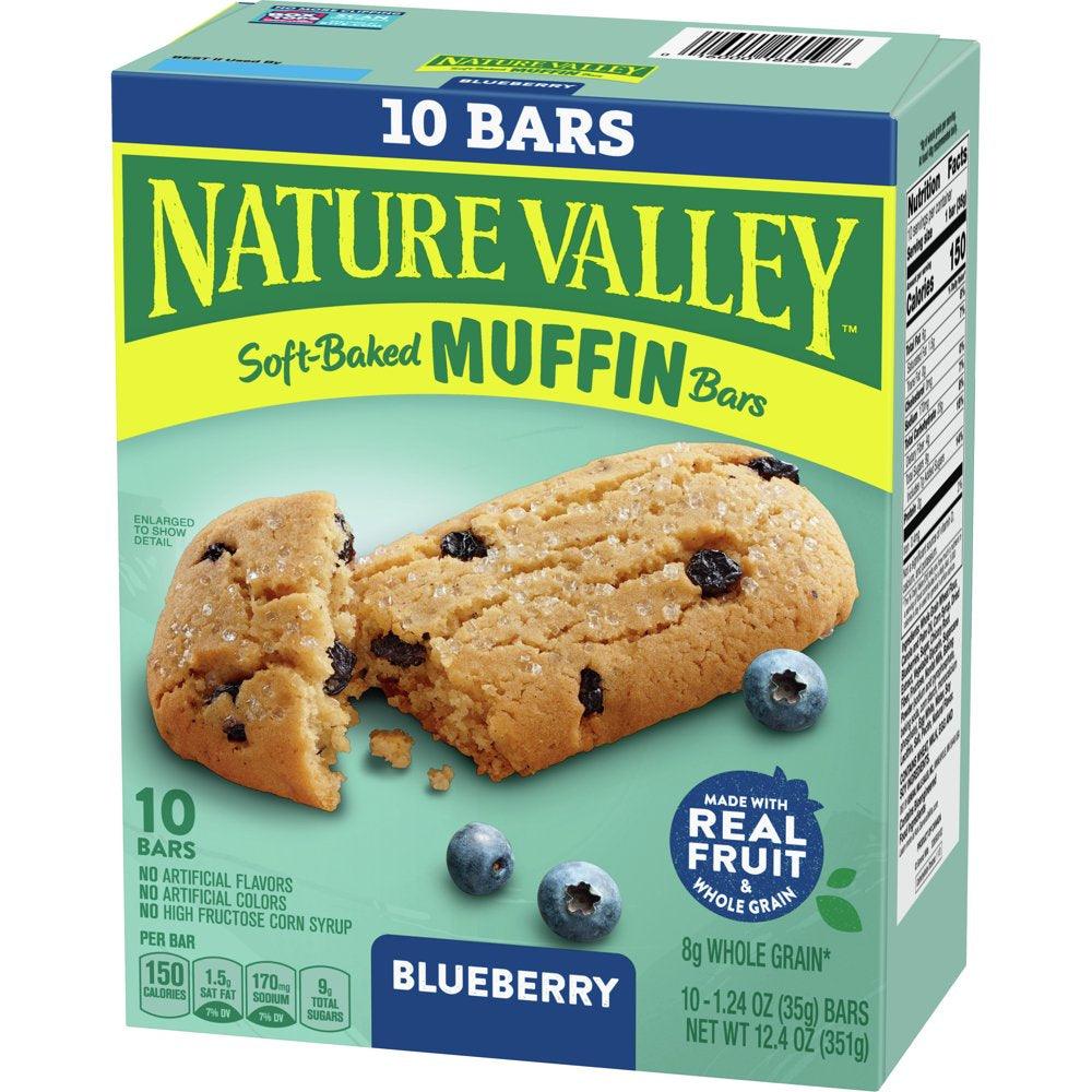 Nature Valley Soft-Baked Muffin Bars, Blueberry, Snack Bars, 1.24 Oz, 10 Ct