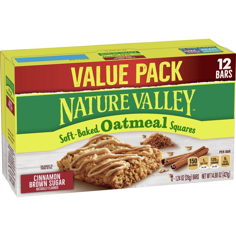 Nature Valley Soft-Baked Oatmeal Squares, Cinnamon Brown Sugar, 12 Ct