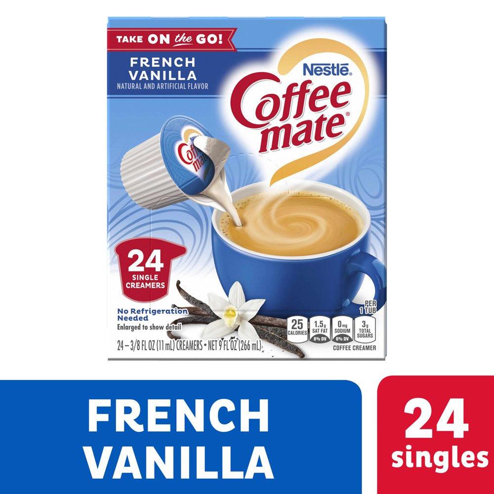 Nestle Coffee Mate French Vanilla Liquid Coffee Creamer Singles, 9 Fl Oz, 24 Count