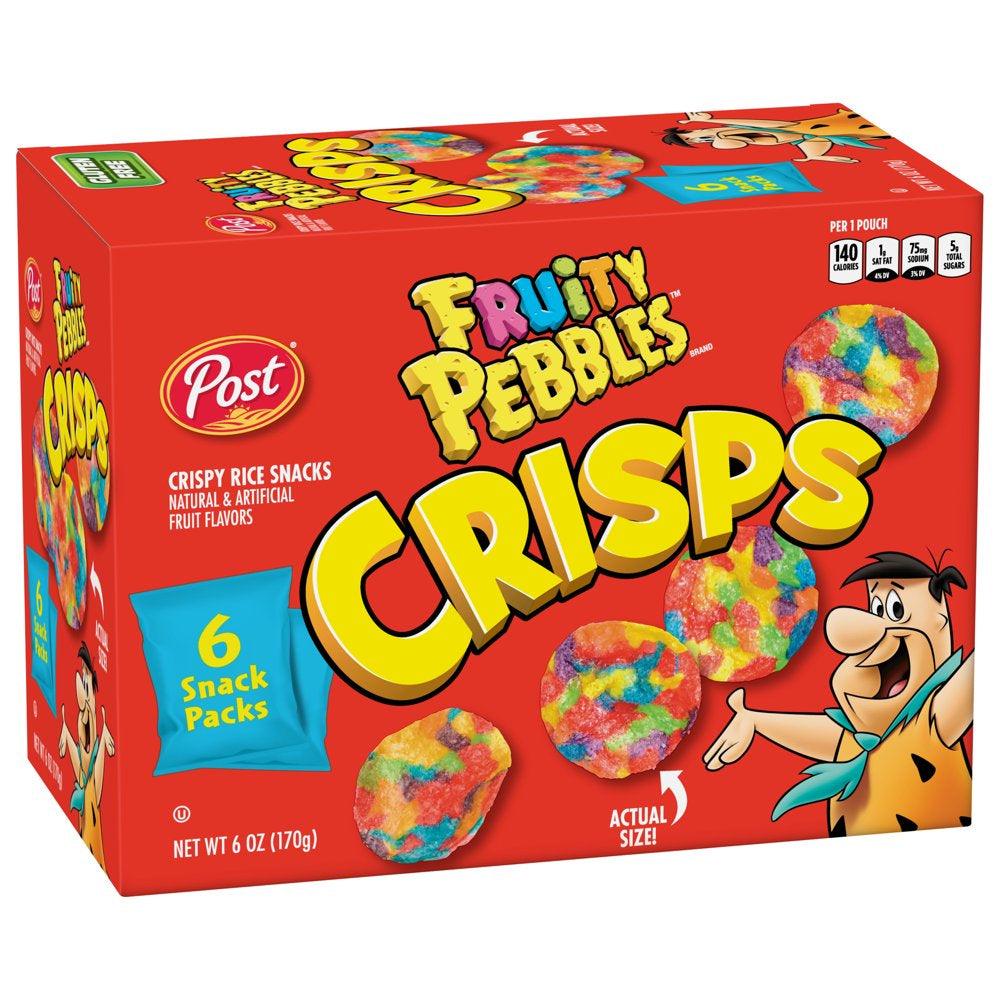 New Post Fruity Pebbles Crisps, Portable Breakfast Cereal, 1 Oz (Pack of 6)