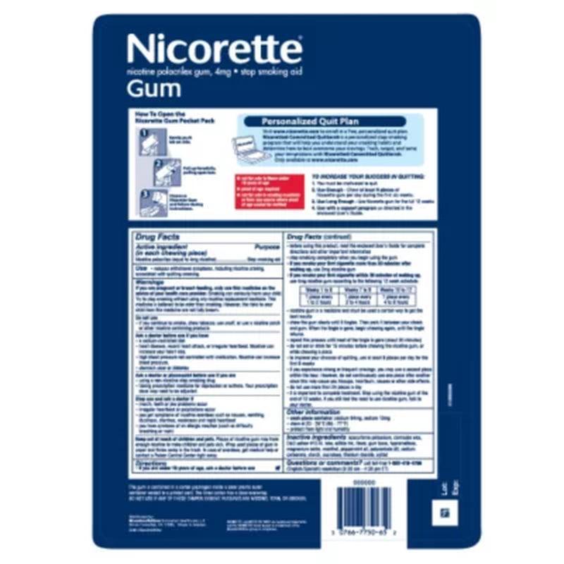 Nicorette 4Mg Gum, White Ice Mint (100 Ct., 2 Pk.)