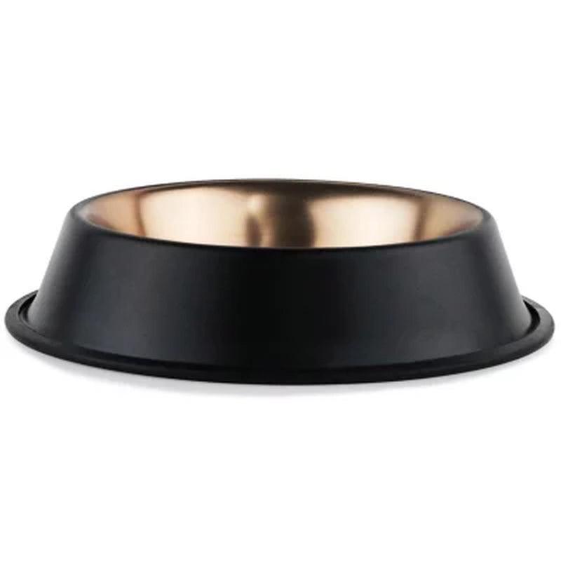 Non-Skid Matte Black and Copper Dog Bowl, 2 Pk. (Choose Size)