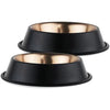 Non-Skid Matte Black and Copper Dog Bowl, 2 Pk. (Choose Size)