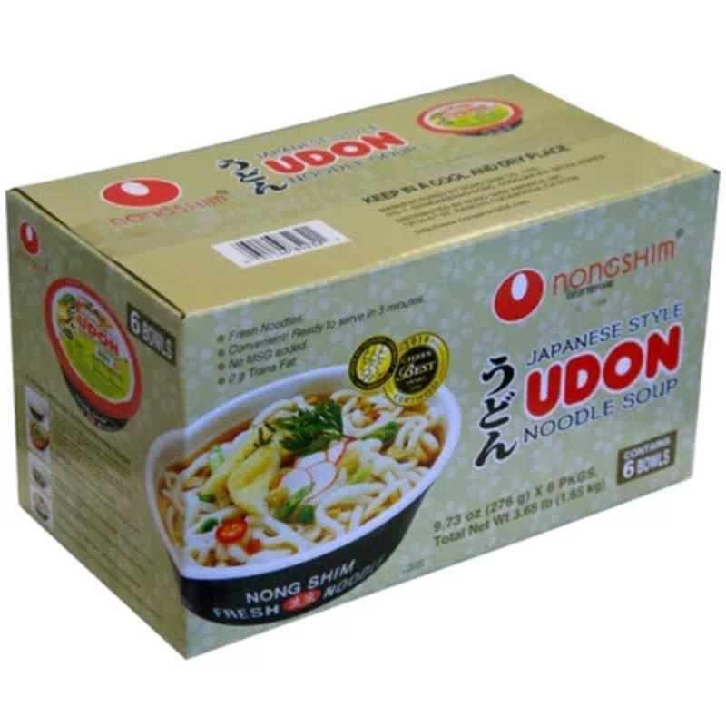 Nongshim Pre-Cooked Udon Savory Soy Premium Noodle Soup Bowl (9.73 Oz., 6 Pk.)